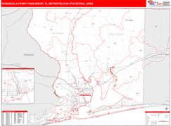 Pensacola-Ferry Pass-Brent Metro Area Digital Map Red Line Style